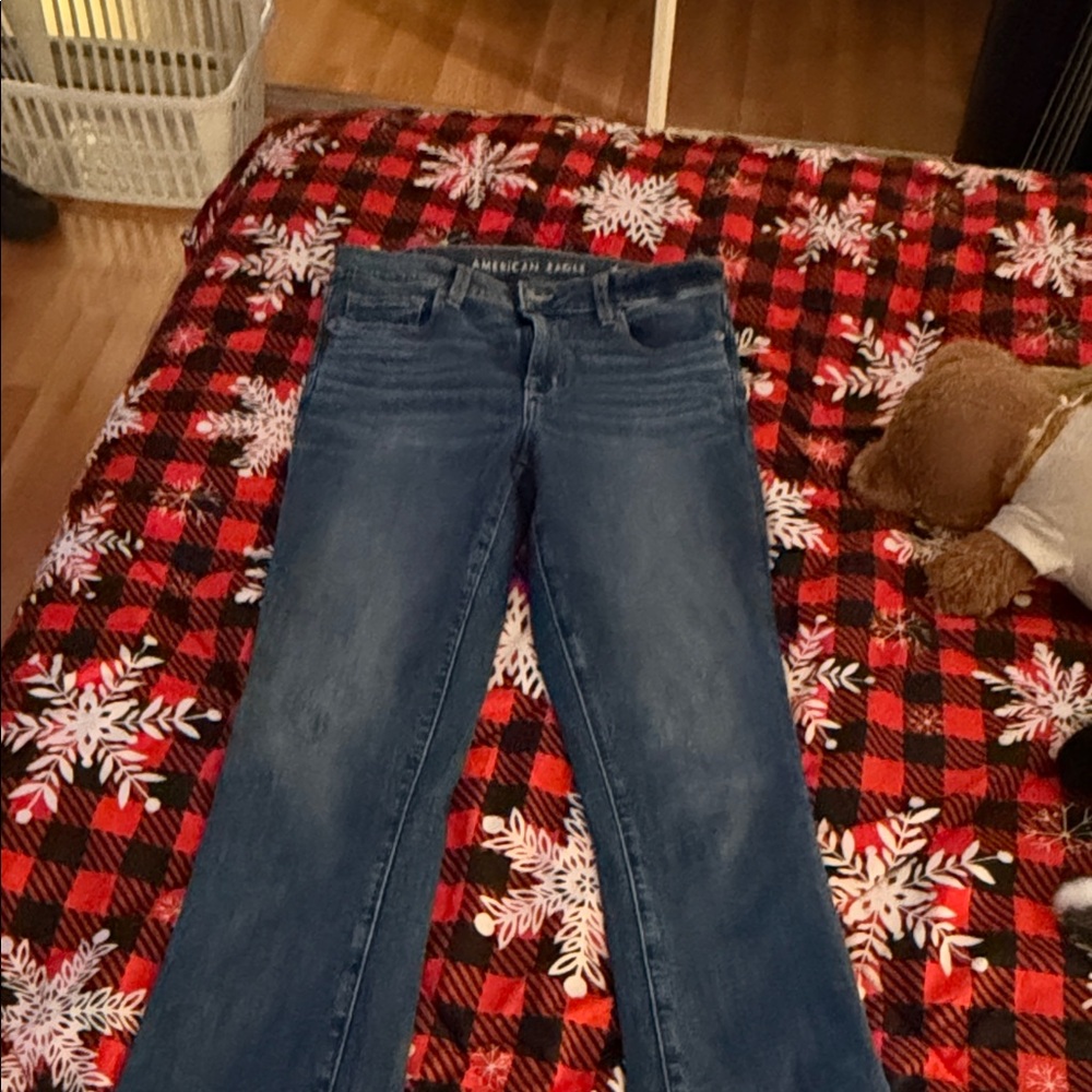 American Eagle Outfitters Women's Dark Blue Flare Jeans